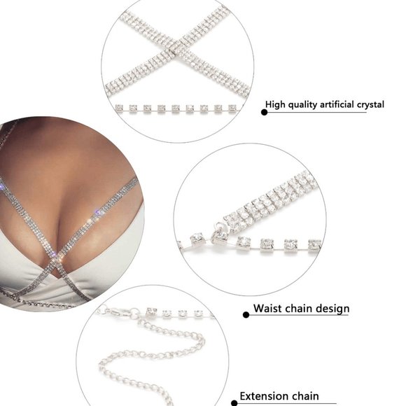 New Gorgeous Body Crystal Chain. Gold Silver - Picture 6 of 13